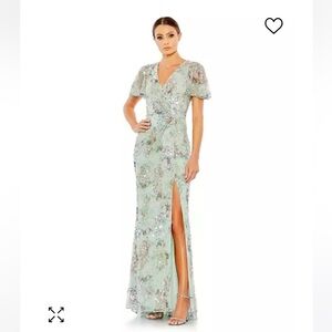 Mac Douggal Women's Embellished Butterfly Sleeve Faux Wrap Gown